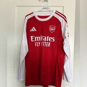 adidas Arsenal Red & White Long-Sleeve Football Jersey - unisex